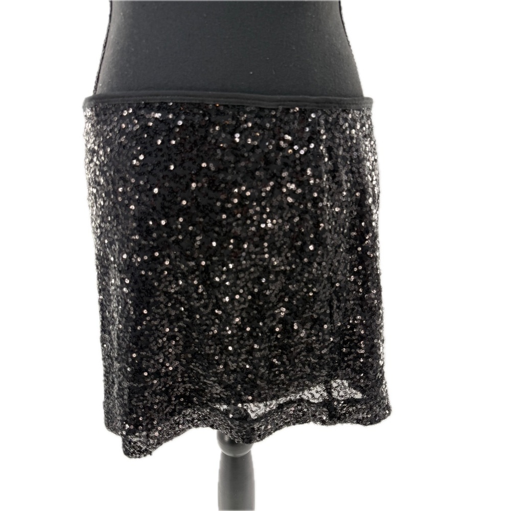 Express Black Micro-Sequin Pull-On Mini Skirt Spa… - image 4